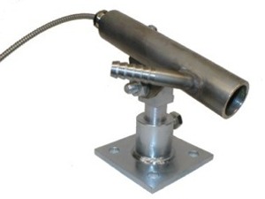 Series 9100 Hot Metal Detector Sensor F4 Remote Lens - 4 FOV with Fiber Optic Lead Mounted in a PST-07 Air Purged Stainless Steel Lens Holder with a LSS-36 Universal Lift/Swivel Mounting Stand.